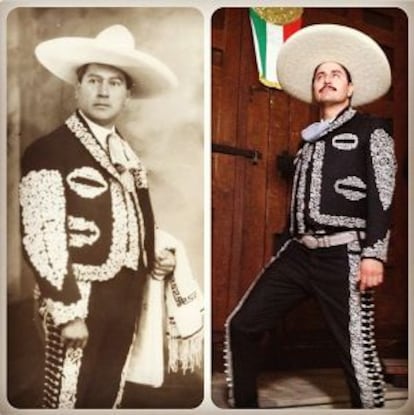 Images provided by Llanos show Antolín Jiménez, on the left, and the grandson, Fernando.