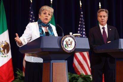 Alicia Bárcena y Antony Blinken, el 29 de septiembre en Washington (EE UU).