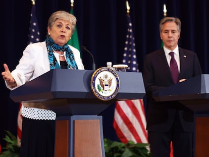 Alicia Bárcena y Antony Blinken, el 29 de septiembre en Washington (EE UU).