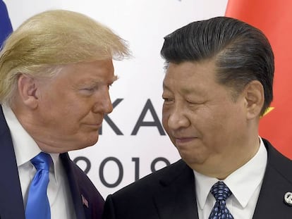 El presidente estadounidense Donald Trump, y su homólogo chino, Xi Jinping, durante una reunión en Osaka, Japón, el pasado 29 de junio.