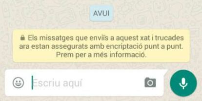 Missatge que envia WhatsApp als seus usuaris.