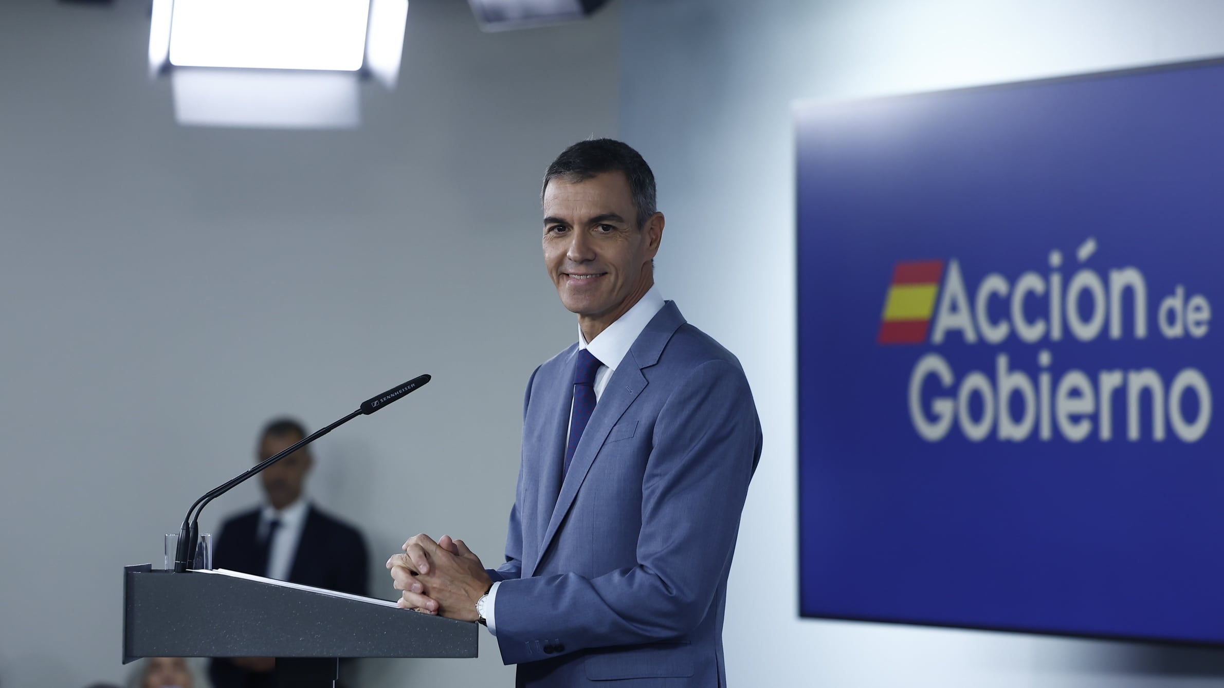 El presidente del Gobierno, Pedro Sánchez, en la rueda posterior al Consejo de Ministros.