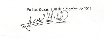 La firma falsa de Villar, según el informe pericial.