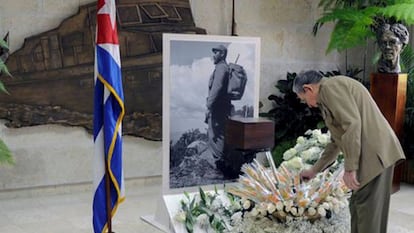 Ra&uacute;l Castro en el homenaje luctuoso a su hermano Fidel.