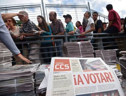 Venezolanos haciendo cola para votar para la Asamblea Constituyente este domingo.