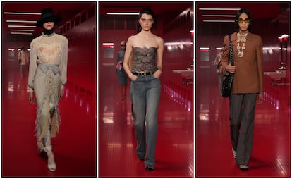 Tres de las propuestas de la nueva colección de Alessandro Michele para Valentino, presentada en la semana de la moda de París.