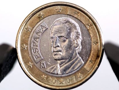 Un moneda de un euro acuñada en España.