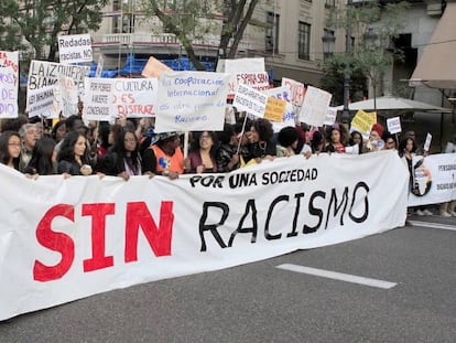 Manifestaci&oacute;n contra el racismo en Madrid en 2017.