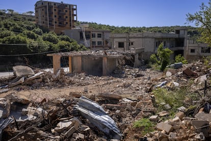 Estado en el que quedó la vivienda de Hussein Hamdan y Manar Abadi, en  Kafra, Líbano