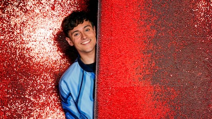 Tom Daley, durante un programa de televisión de la BBC en Inglaterra.