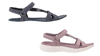 Dos de los colores en los que se pueden conseguir estas sandalias Skechers en Amazon. SKECHERS.