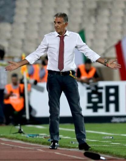 Carlos Queiroz, seleccionador de Irán, durante el partido contra Siria.