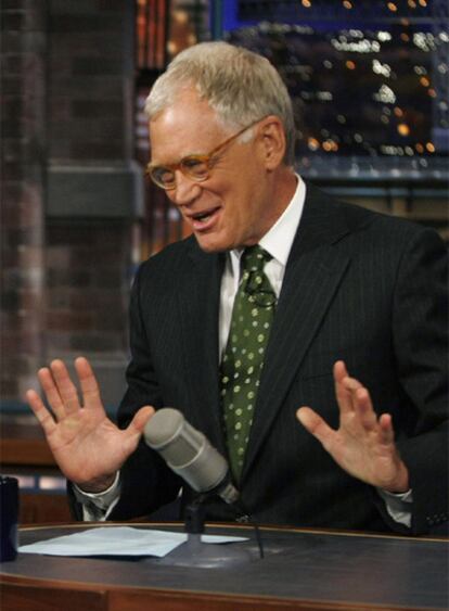 David Letterman durante la grabación de su programa.