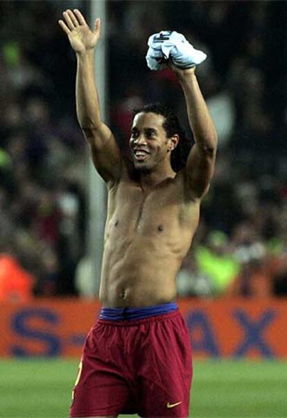 Ronaldinho, tras concluir el partido ante el Chelsea.