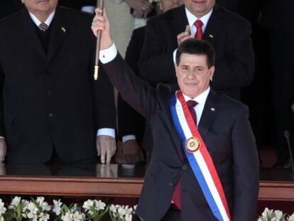 Horacio Cartes tras jurar como nuevo mandatario de Paraguay.