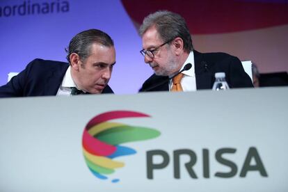 Manuel Mirat, conseller delegat de PRISA i Juan Luis Cebrián, president de PRISA.