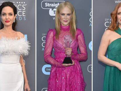 Las actrices Angelina Jolie, Nicole Kidman y Jessica Chastain en los Critics' Choice Awards.