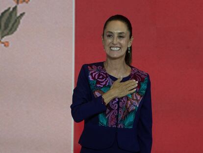 Claudia Sheinbaum, este lunes 3 de junio en el hotel Hilton de Ciudad de México.