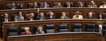 La bancada del Grupo Parlamentario Socialista, durante un debate en el Congreso.