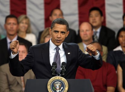 Barack Obama, ayer durante un acto celebrado en un instituto de Raleigh, en Carolina del Norte.