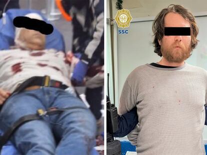 A la izquierda, el pasajero venezolano que fue acuchillado en el AICM, y a la derecha, el hombre que lo atacó.