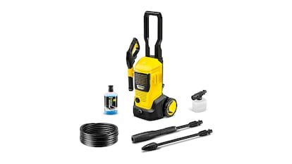 Productos de jardín ofertas de primavera sobre fondo blanco.