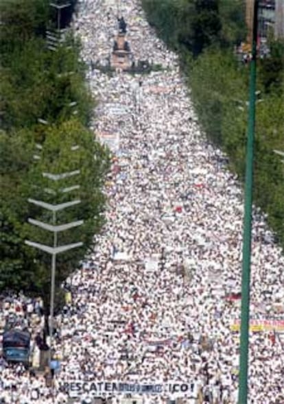 Aspecto de la multitudinaria manifestación en la capital mexicana.