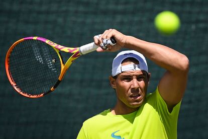 Nadal, durante un entrenamiento de esta semana en Wimbledon.