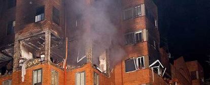 Estado en que ha quedado la vivienda de Cuenca en la que se ha producido la explosin.