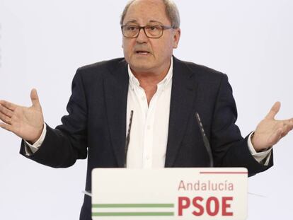 El secretario de organizaci&oacute;n del PSOE en Andaluc&iacute;a, Juan Cornejo, este lunes en Sevilla.