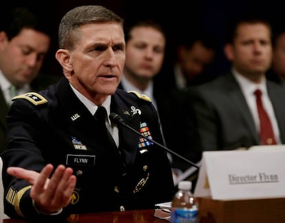 O tenente-general Michael Flynn em 2014 quando dirigia a Agência de Inteligência da Defesa.