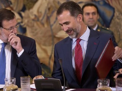 Mariano Rajoy en la trobada amb Felip VI, aquest dimecres.