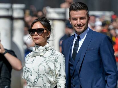 David y Victoria Beckham en la boda de Sergio Ramos y Pilar Rubio, el 15 de junio de 2019 en Sevilla.