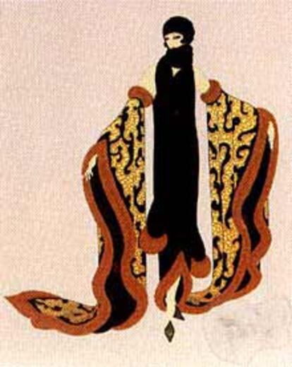 Tres diseños de Erté pertenecientes a la muestra del Museo del Corso de Roma.
