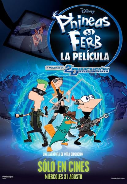 Cartel de Phineas y Ferb. A través de la Segunda Dimensión