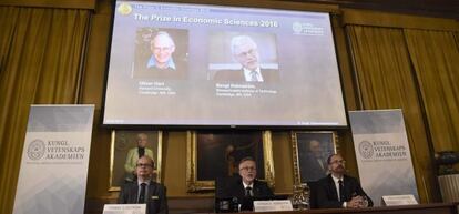 Rueda de prensa para anunciar los ganadores del Nobel de Economía 2016.