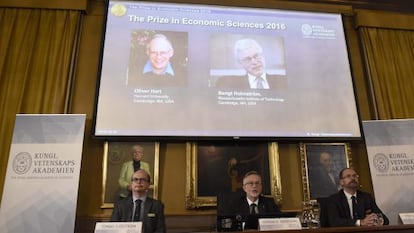 Rueda de prensa para anunciar los ganadores del Nobel de Econom&iacute;a 2016.