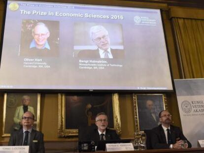 Rueda de prensa para anunciar los ganadores del Nobel de Econom&iacute;a 2016.