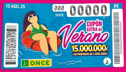 Cupón del Sorteo Extra de la ONCE de 2025, celebrado el 15 de agosto