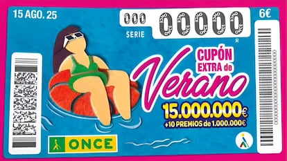 Cupón del Sorteo Extra de la ONCE de 2025, celebrado el 15 de agosto.