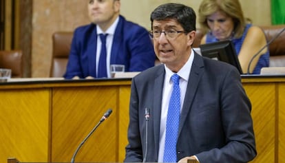 El vicepresidente de la Junta, Juan Marín, en el Parlamento andaluz.