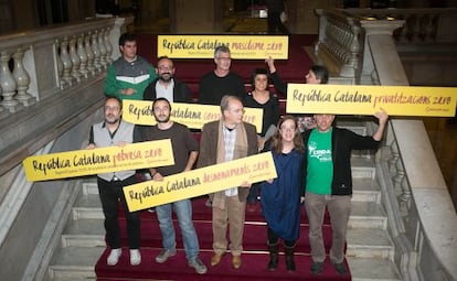 Los diez diputados electos de la CUP este miércoles en el Parlament.