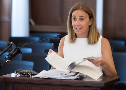 La viceconsejera andaluza de Hacienda, Amelia Martínez, durante su comparecencia como testigo en el juicio de los ERE, en 2018.