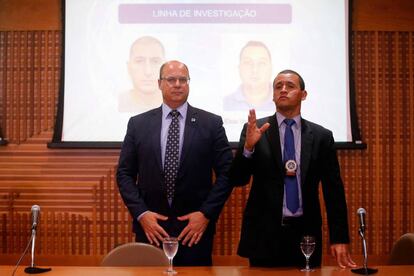 O governador Wilson Witzel e o delegado Giniton Lages, nesta terça no Rio.