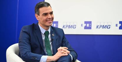 El presidente del Gobierno, Pedro Sánchez, abre un ciclo de diez encuentros sobre los fondos europeos que organizan la agencia EFE y la multinacional KPMG, en Madrid (España).