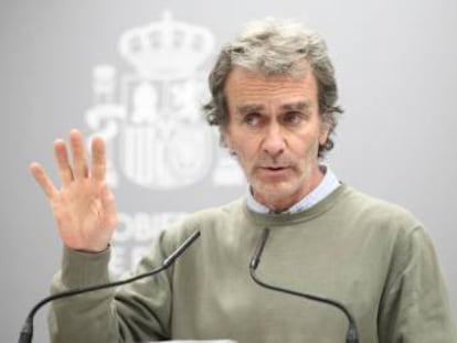 El director del Centro de Coordinación de Emergencias Sanitarias, Fernando Simón, comparece para explicar la última hora del coronavirus, el pasado viernes. 