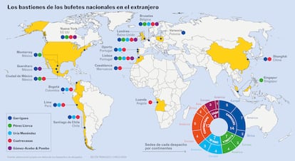 Bufetes españoles en el extranjero Gráfico con mapa