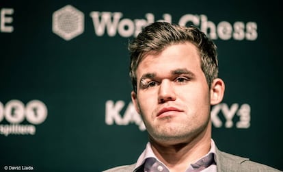 Magnus Carlsen, durante el Mundial de Londres de 2018