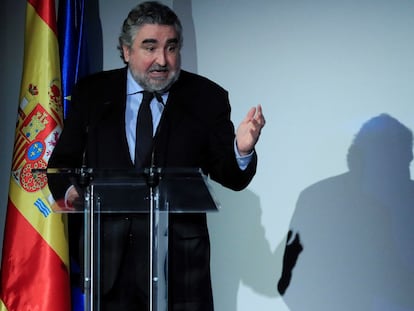 El exministro de Cultura, José Manuel Rodríguez Uribes, en marzo pasado durante la presentación del plan Spain Audiovisual Hub.