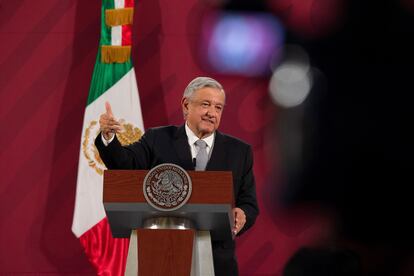 El presidente mexicano, durante una rueda de prensa en Palacio Nacional en mayo.